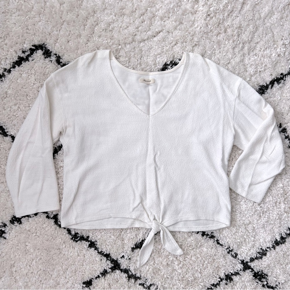 Madewell Tie Waist Crop in Textured Cotton